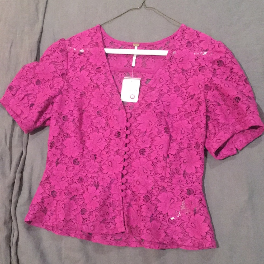 Free People Lace Peplum Top